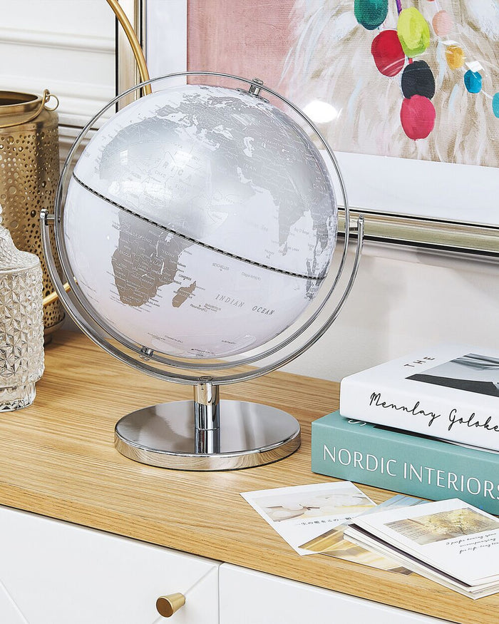 Globo Decorativo mappamondo Argento 22 cm Moderno Tradizionale