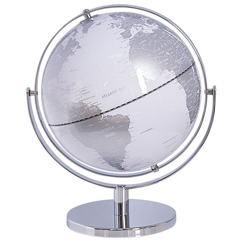 Globo Decorativo mappamondo Argento 22 cm Moderno Tradizionale