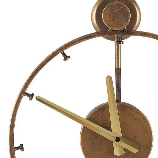 Orologio a Pendolo da Parete Cornice in Ferro Dorato Design Classico Finitura Anticata Rotonda 31 cm