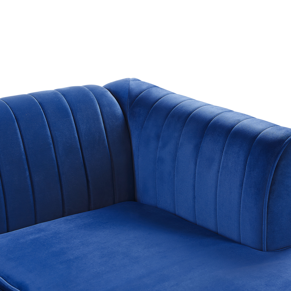 Divano Angolare Velluto Blu con Cuscini 3 Persone versione sinistra Glamour