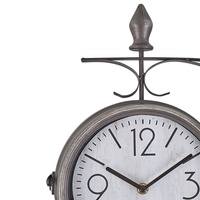 Orologio da parete in ferro bianco e argento dal design vintage bifacciale