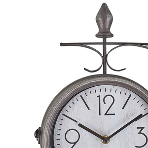 Orologio da parete in ferro bianco e argento dal design vintage bifacciale