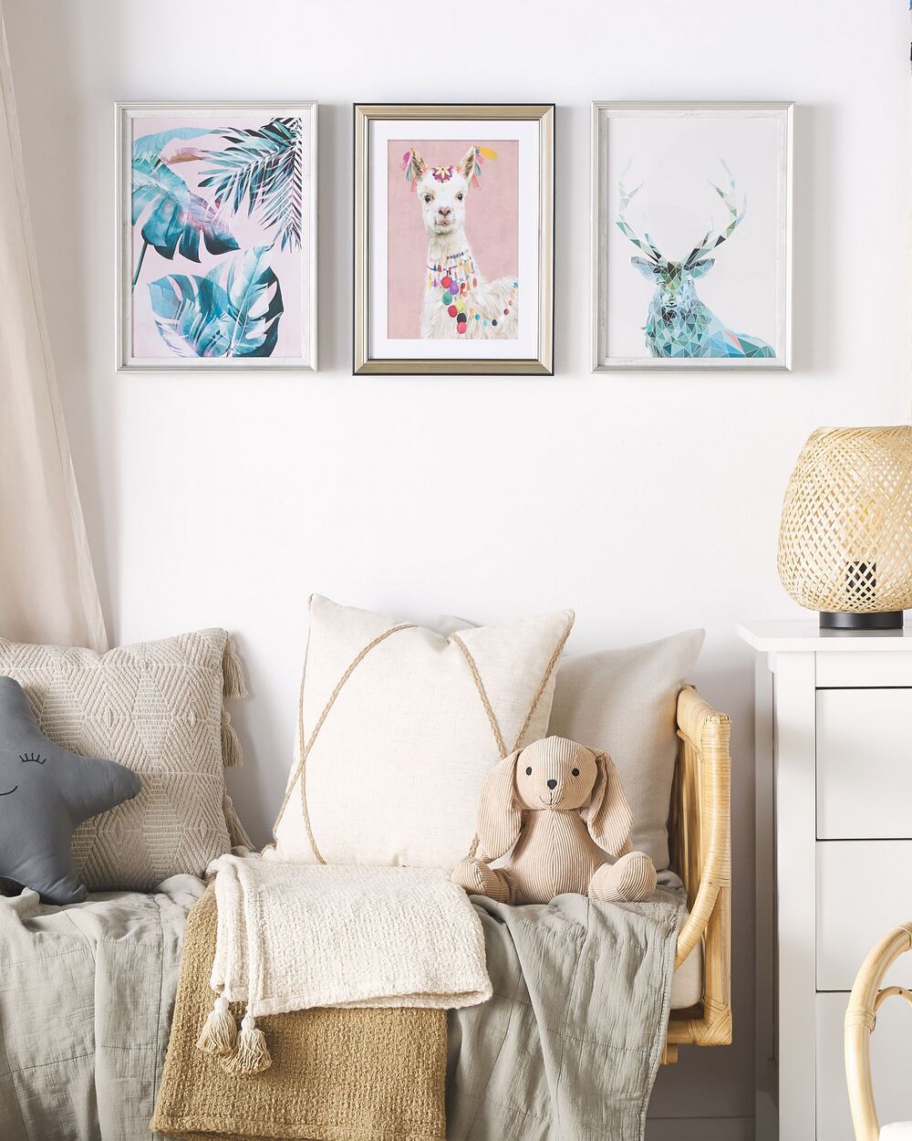 Quadro da parete con cornice Stampa blu e rosa su carta 30 x 40 cm Cornice a tema botanico