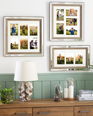 Cornice per foto in legno scuro 49 x 44 cm per 5 foto 10 x 15 cm Collage Apertura