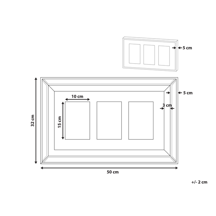 Cornice per foto in legno scuro 32 x 50 cm per 3 foto 10 x 15 cm Collage Apertura