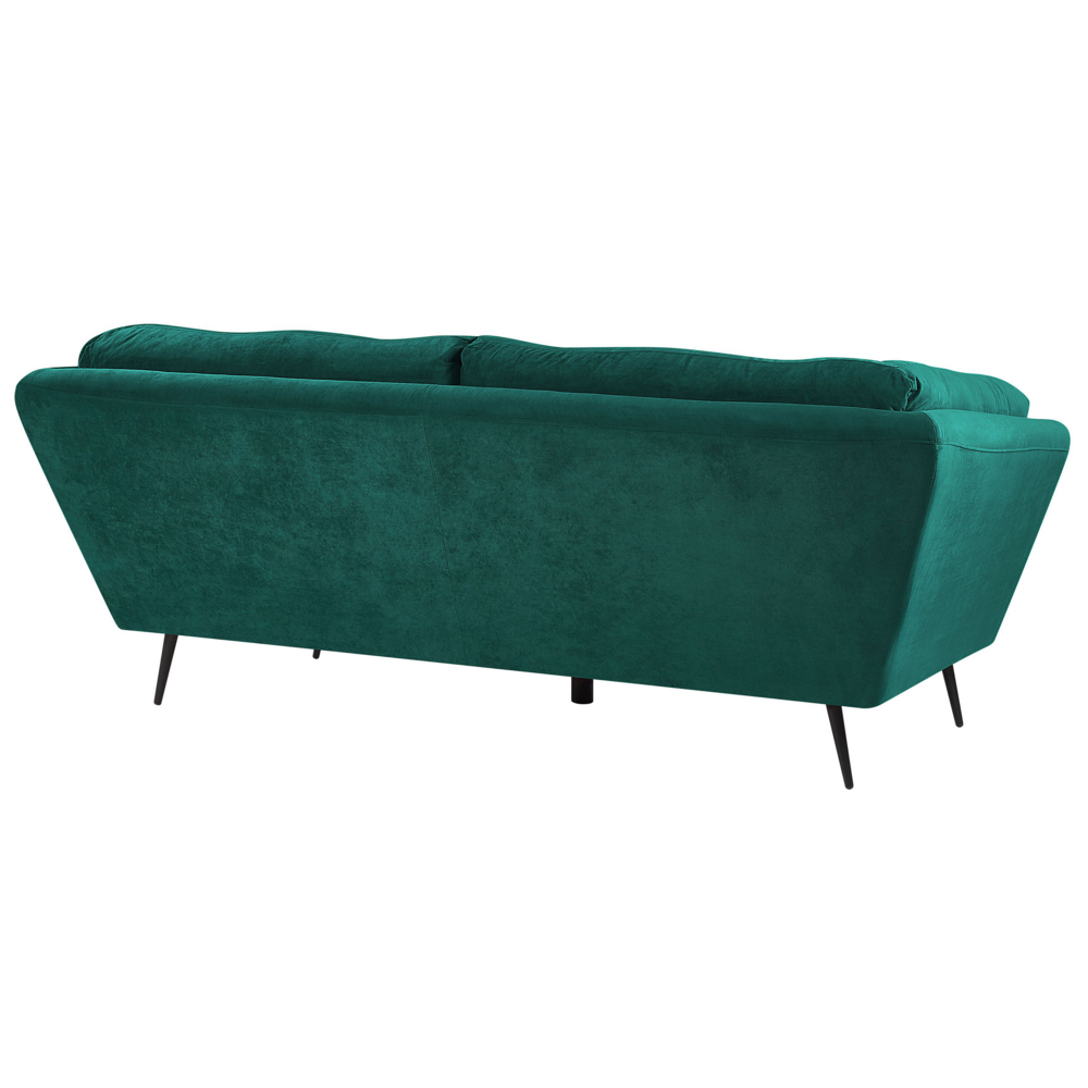 Divano Gambe in Metallo Velluto Verde Scuro 210 x 90 cm con Cuscini Retro