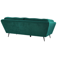 Divano Gambe in Metallo Velluto Verde Scuro 210 x 90 cm con Cuscini Retro