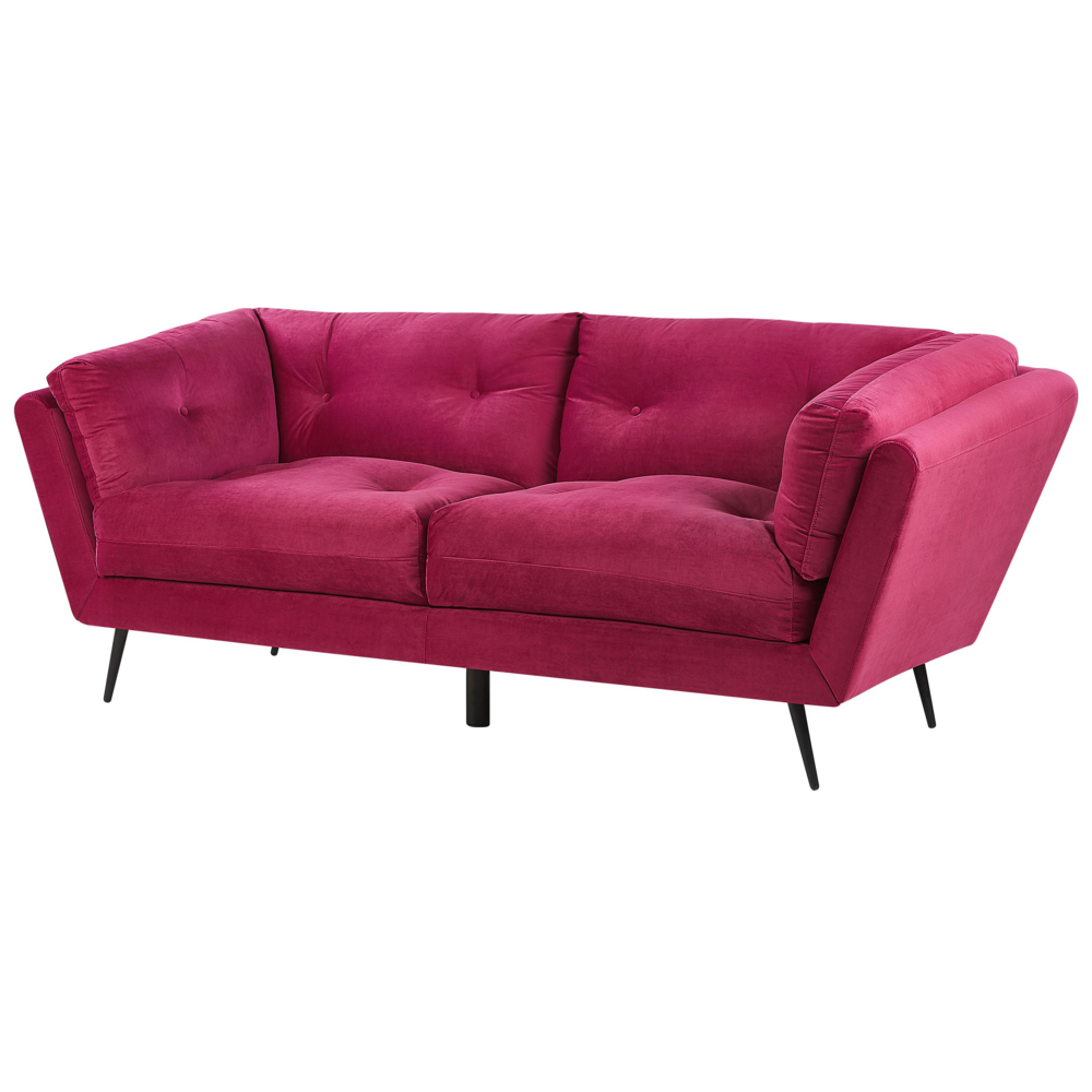 Divano Gambe in Metallo Velluto di colore Bordeaux 210 x 90 cm con Cuscini stile Retro
