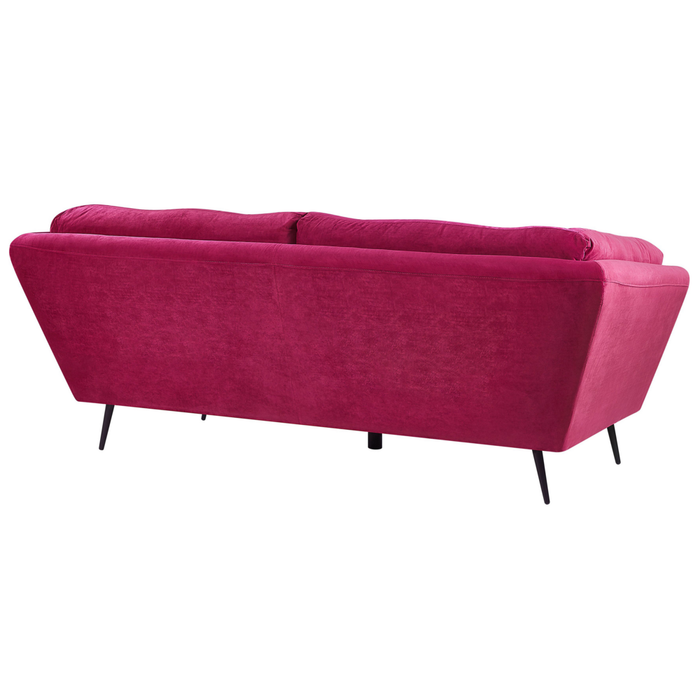 Divano Gambe in Metallo Velluto di colore Bordeaux 210 x 90 cm con Cuscini stile Retro