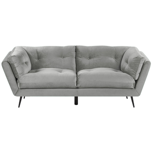 Divano gambe in metallo velluto grigio 210 x 90 cm con cuscini retrò