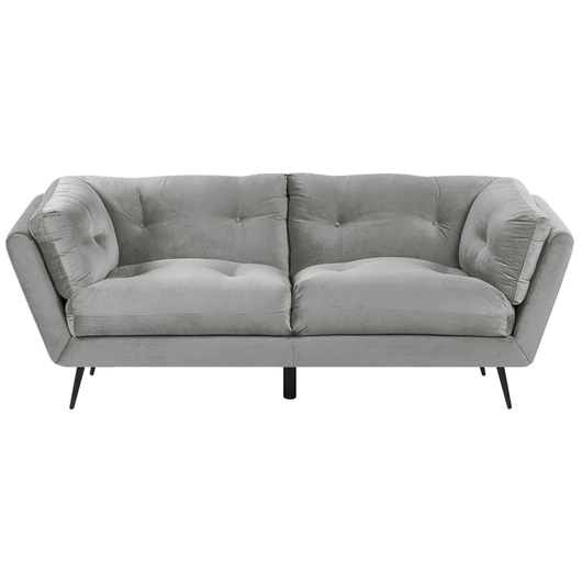 Divano gambe in metallo velluto grigio 210 x 90 cm con cuscini retrò