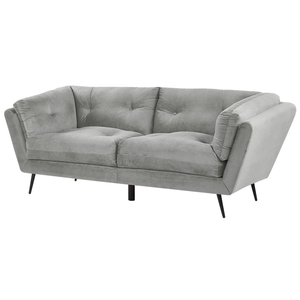 Divano gambe in metallo velluto grigio 210 x 90 cm con cuscini retrò