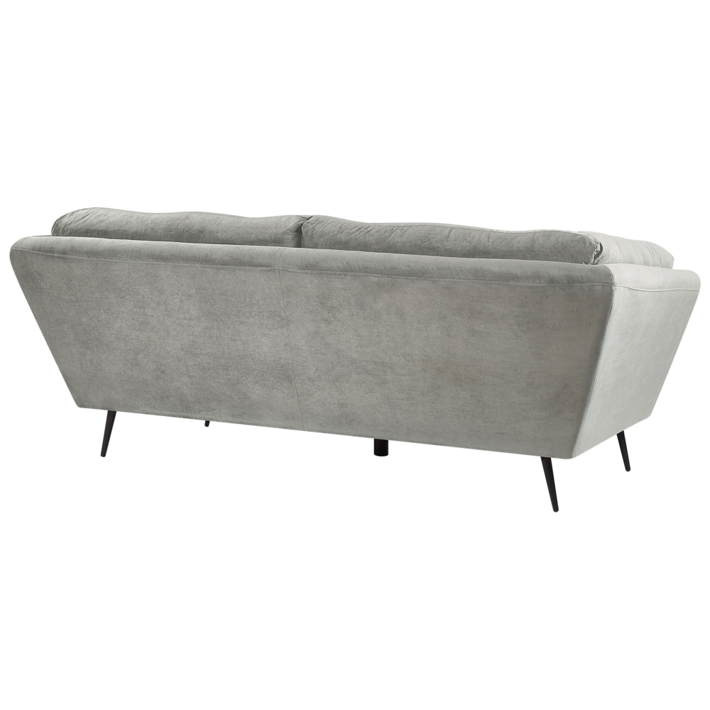 Divano gambe in metallo velluto grigio 210 x 90 cm con cuscini retrò
