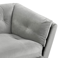 Divano gambe in metallo velluto grigio 210 x 90 cm con cuscini retrò