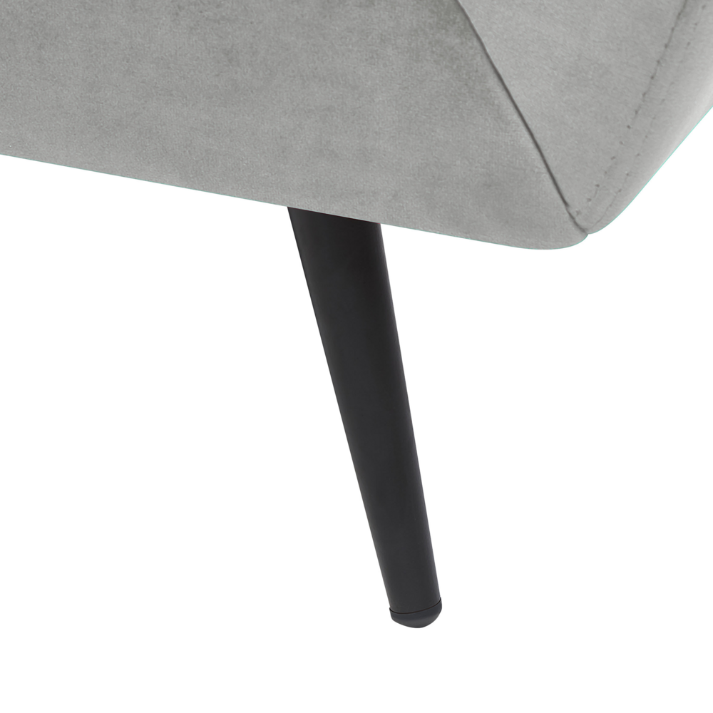 Divano gambe in metallo velluto grigio 210 x 90 cm con cuscini retrò