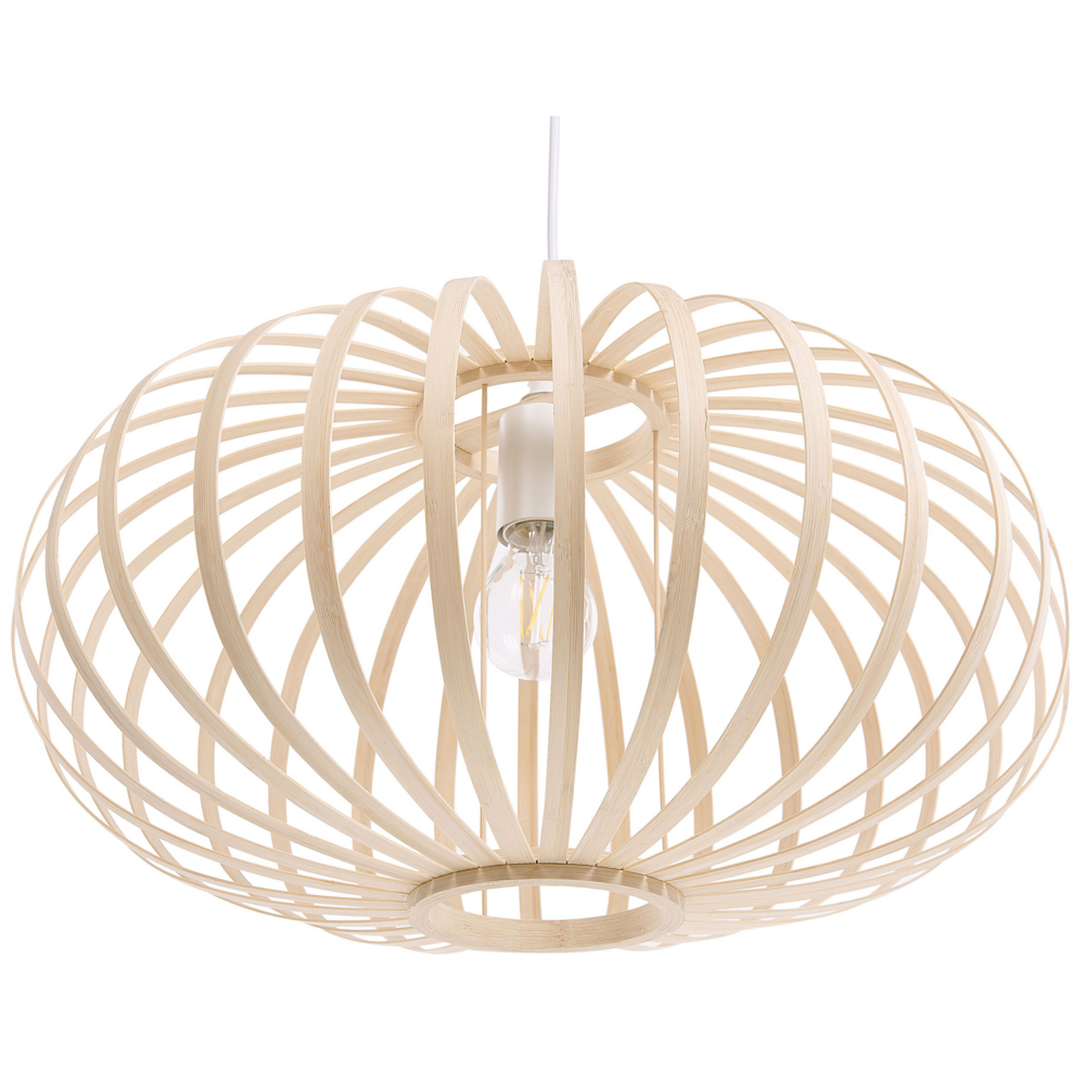 Lampada a sospensione Lampada da soffitto a sospensione con paralume ovale in legno di bambù