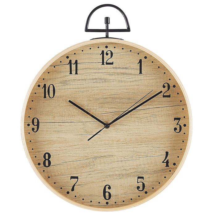 Orologio da Parete MDF Legno Chiaro Design Vintage Effetto Legno Rotondo 40 cm