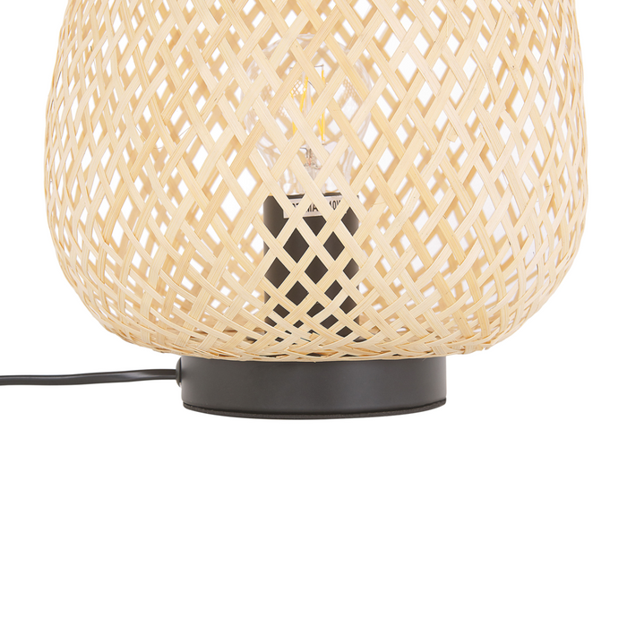 Lampada da tavolo in legno chiaro di bambù 30 cm Accessorio per la casa in stile boho