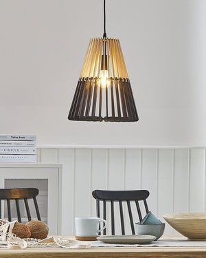 Lampadario Lampada a Sospensione in Legno Chiaro Nero Design Scandinavo