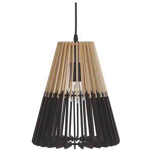 Lampadario Lampada a Sospensione in Legno Chiaro Nero Design Scandinavo