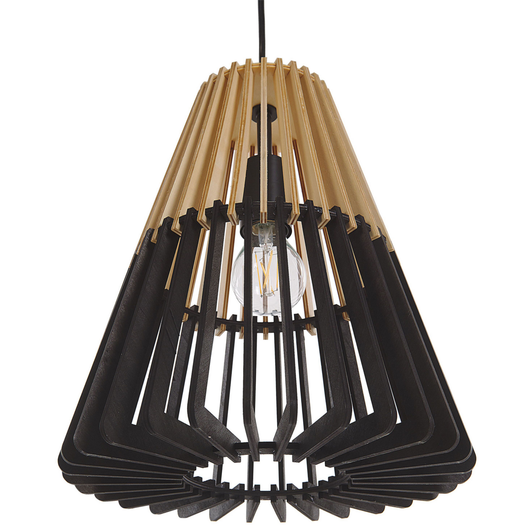 Lampadario Lampada a Sospensione in Legno Chiaro Nero Design Scandinavo