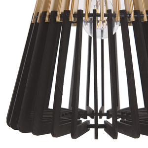 Lampadario Lampada a Sospensione in Legno Chiaro Nero Design Scandinavo