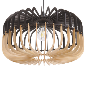 Lampadario Lampada a Sospensione in Legno Chiaro Nero Design Scandinavo