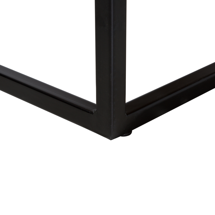 Tavolino da caffè in legno di teak chiaro con piano rettangolare con struttura in metallo Nero