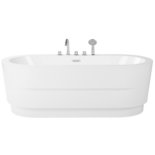 Vasca da bagno freestanding bianco sanitario acrilico ovale singolo 170 x 80 cm con infissi design moderno minimalista