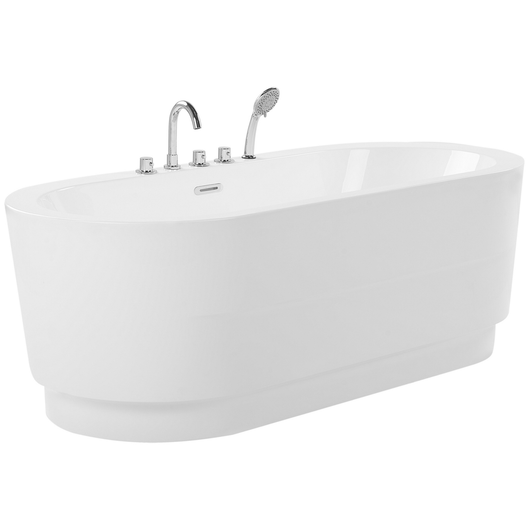 Vasca da bagno freestanding bianco sanitario acrilico ovale singolo 170 x 80 cm con infissi design moderno minimalista