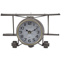 Orologio da Tavolo Forma Aeroplano Metallo Argento stile Vintage