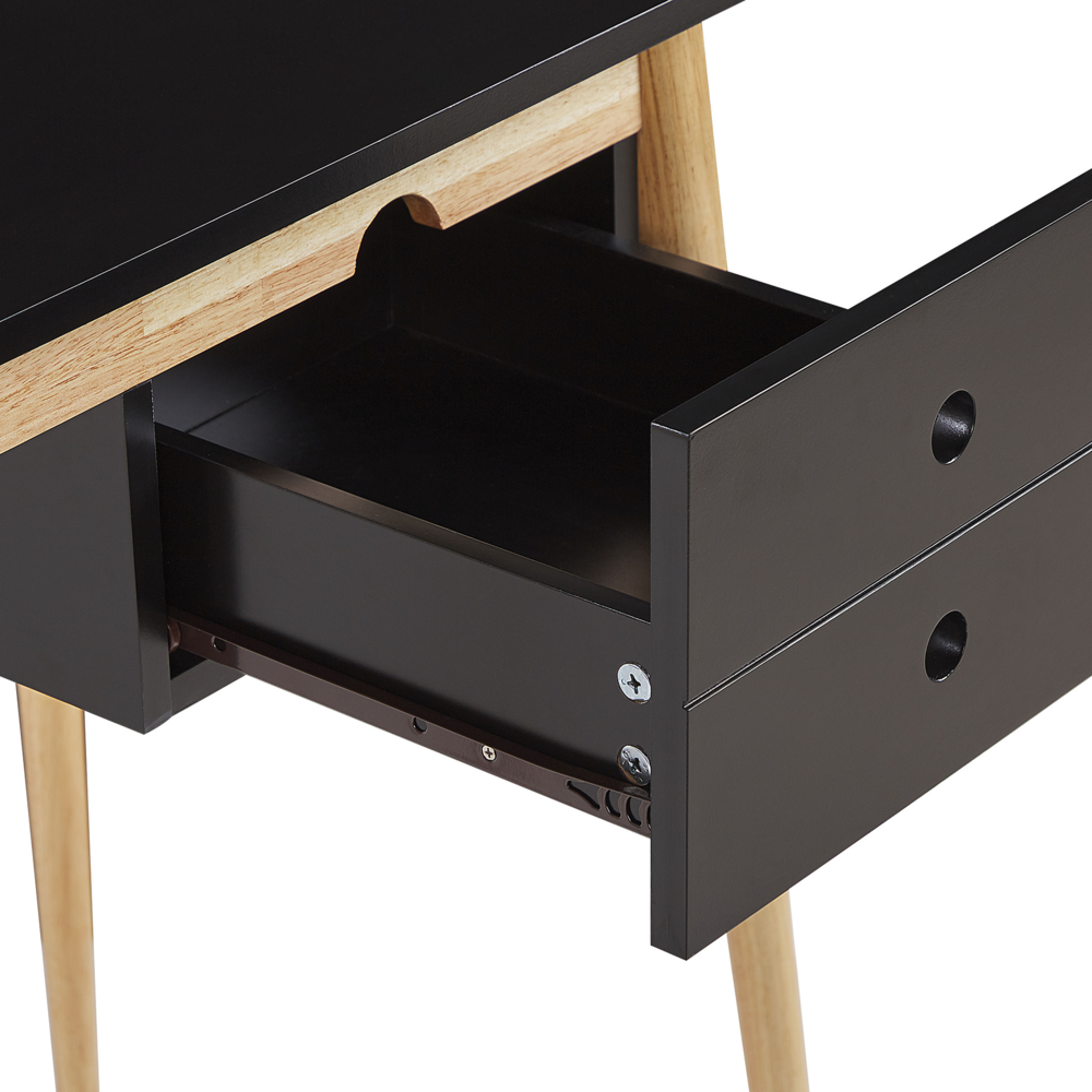 Scrivania da ufficio in legno Nero e legno chiaro MDF 106 x 48 cm con cassetto retrò