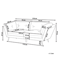 Divano gambe in metallo velluto grigio 210 x 90 cm con cuscini retrò