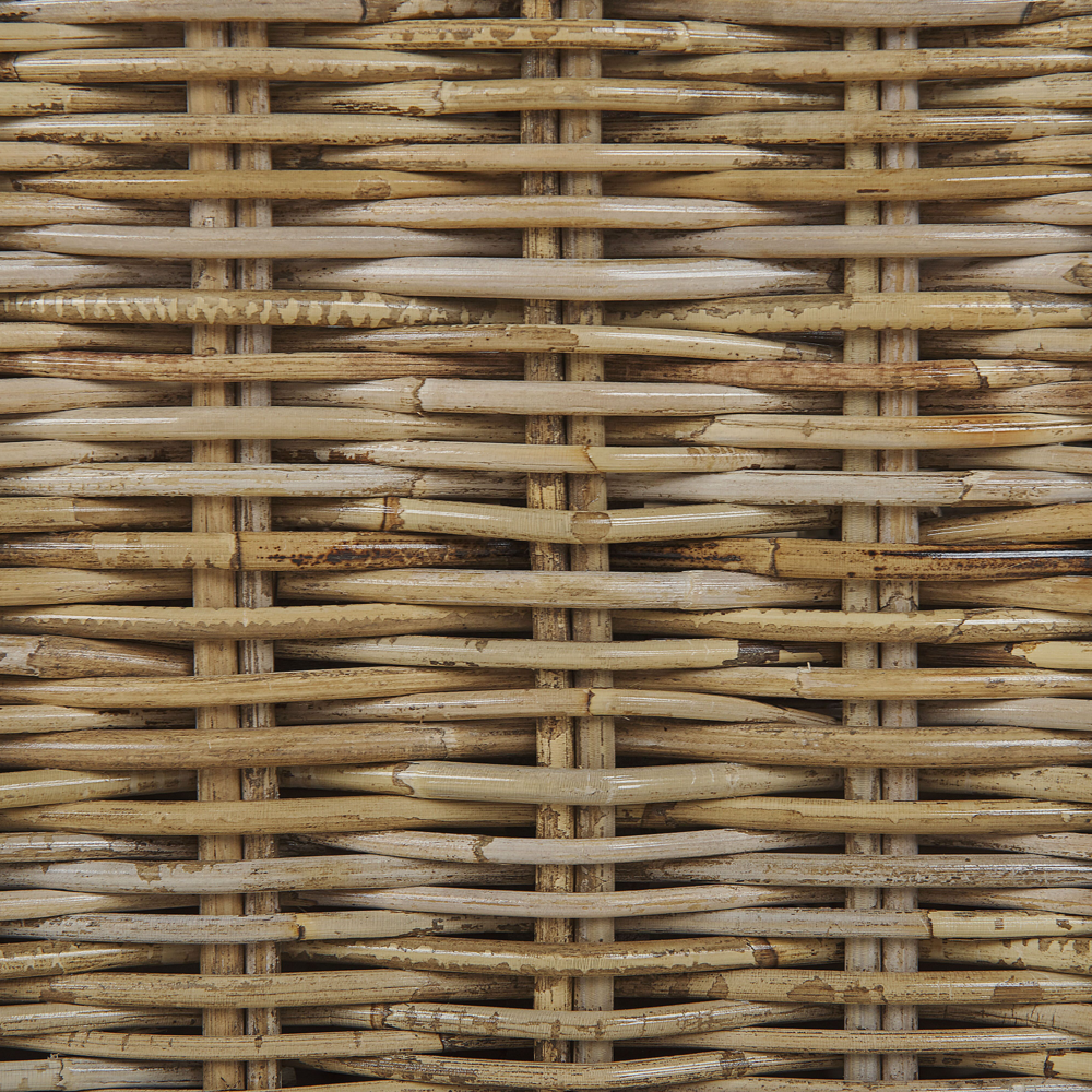 Set di 2 poltrone da giardino in vimini rattan marrone chiaro Set 2 sedie da esterno con cuscini bianchi