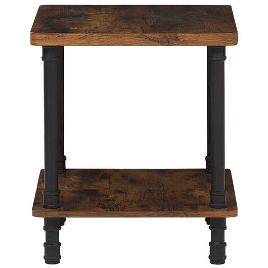 Tavolino laterale in legno scuro struttura in metallo Nero 1 ripiano mobili da soggiorno