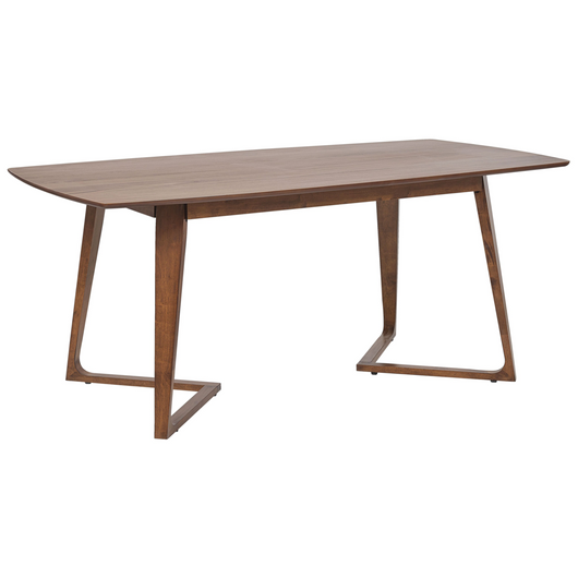 Tavolo da pranzo impiallacciato noce scuro MDF Rubberwood 180 x 90 cm Base stabile Soggiorno