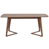 Tavolo da pranzo impiallacciato noce scuro MDF Rubberwood 180 x 90 cm Base stabile Soggiorno