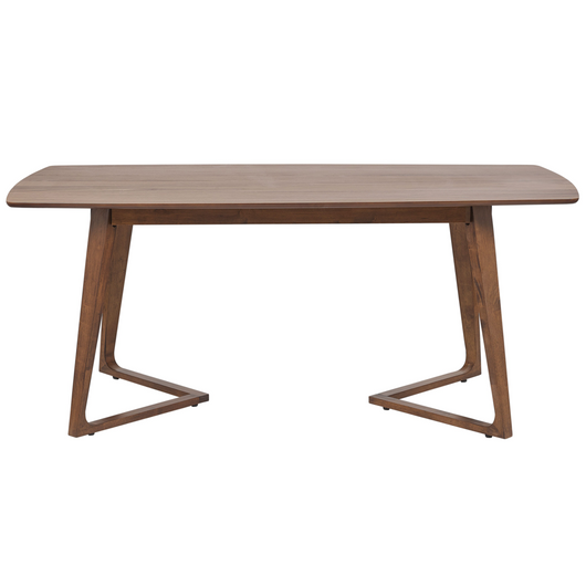 Tavolo da pranzo impiallacciato noce scuro MDF Rubberwood 180 x 90 cm Base stabile Soggiorno