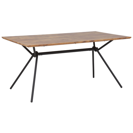 Tavolo da pranzo Piano in legno scuro Gambe in metallo Nero 160 x 90 cm 6 posti rettangolare industriale
