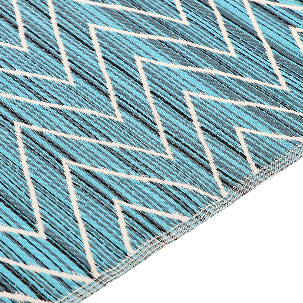 Tappeto per esterni blu in polipropilene riciclato 120 x 180 cm motivo terrazza balcone