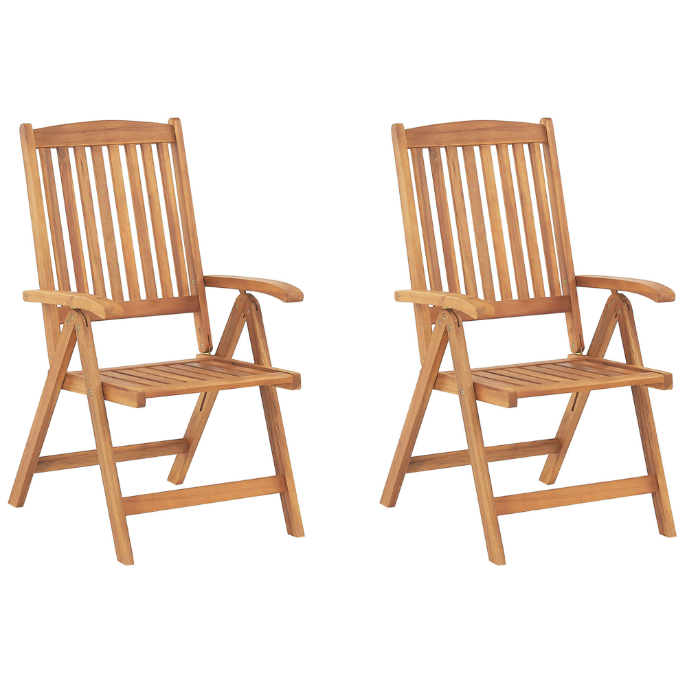 Set da bistrot da giardino Tavolo in legno di acacia 2 sedie con cuscini rossi pieghevole resistente ai raggi UV