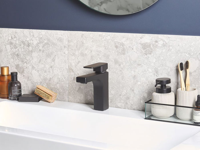 Rubinetto Lavabo Bagno In Metallo Nero Monocomando Finitura Opaca Rubinetto Moderno