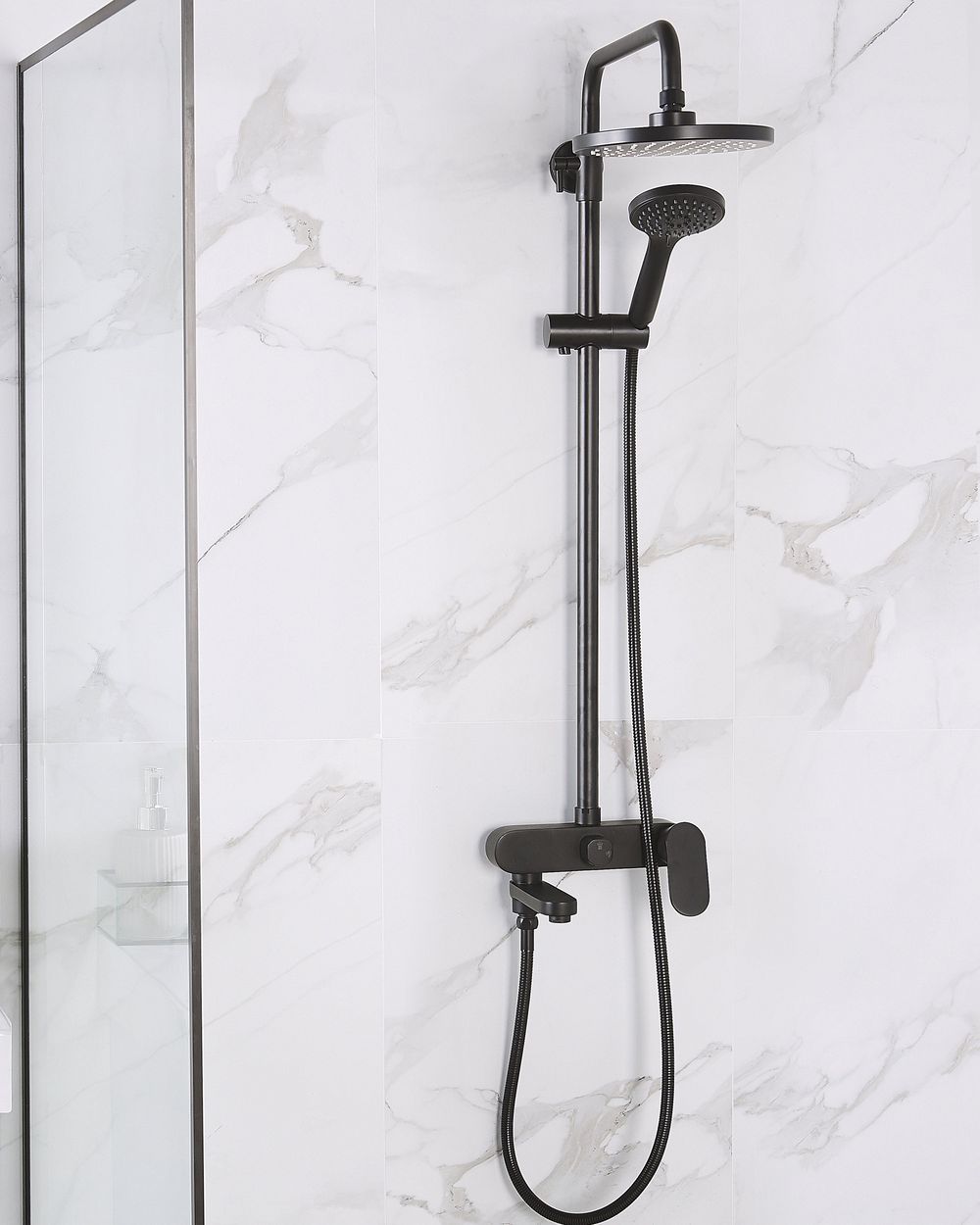 Miscelatore Set Doccia Ottone Nero con Funzione Pioggia Finitura Opaca Glamour Modern