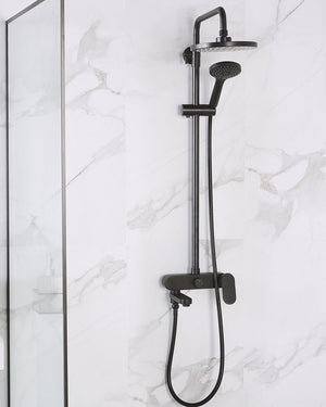 Miscelatore Set Doccia Ottone Nero con Funzione Pioggia Finitura Opaca Glamour Modern