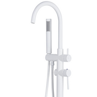 Rubinetto per vasca da bagno Rubinetto per vasca freestanding in acciaio inox in ottone bianco con doccetta Design moderno