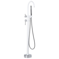 Miscelatore vasca da bagno bianco con ottone argento rubinetto vasca freestanding in acciaio inox con doccetta design moderno
