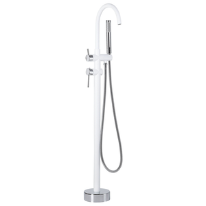 Miscelatore vasca da bagno bianco con ottone argento rubinetto vasca freestanding in acciaio inox con doccetta design moderno