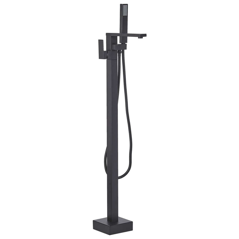 Miscelatore vasca da bagno freestanding Kit doccia rubinetto Nero montato a pavimento