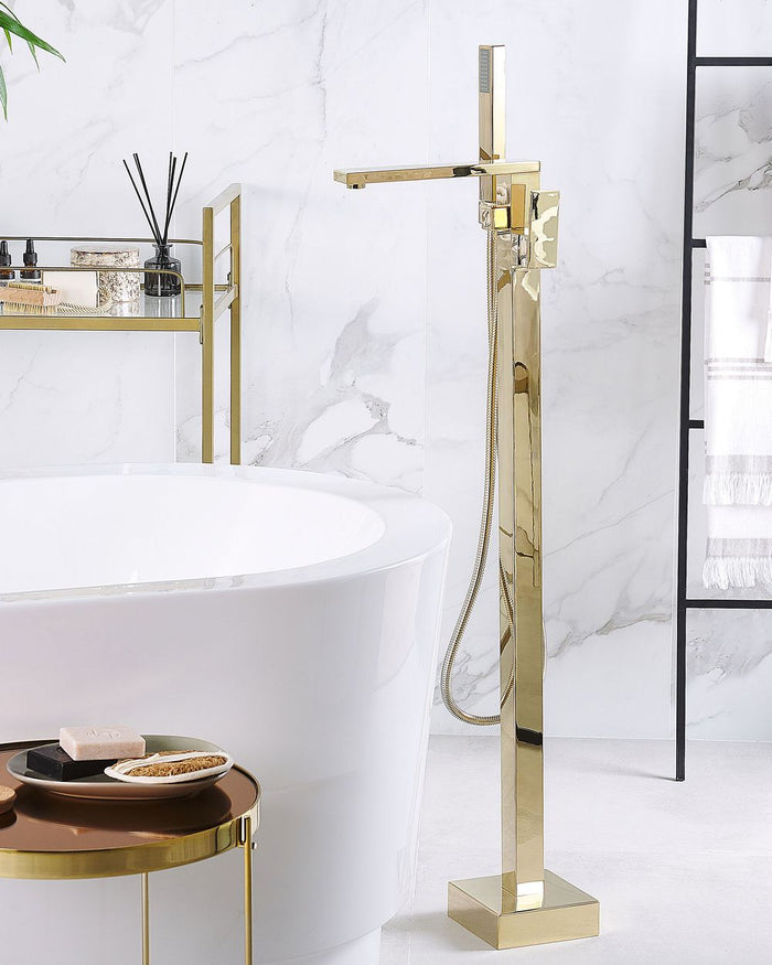 Miscelatore vasca freestanding Rubinetto doccia dorato Kit montaggio a pavimento