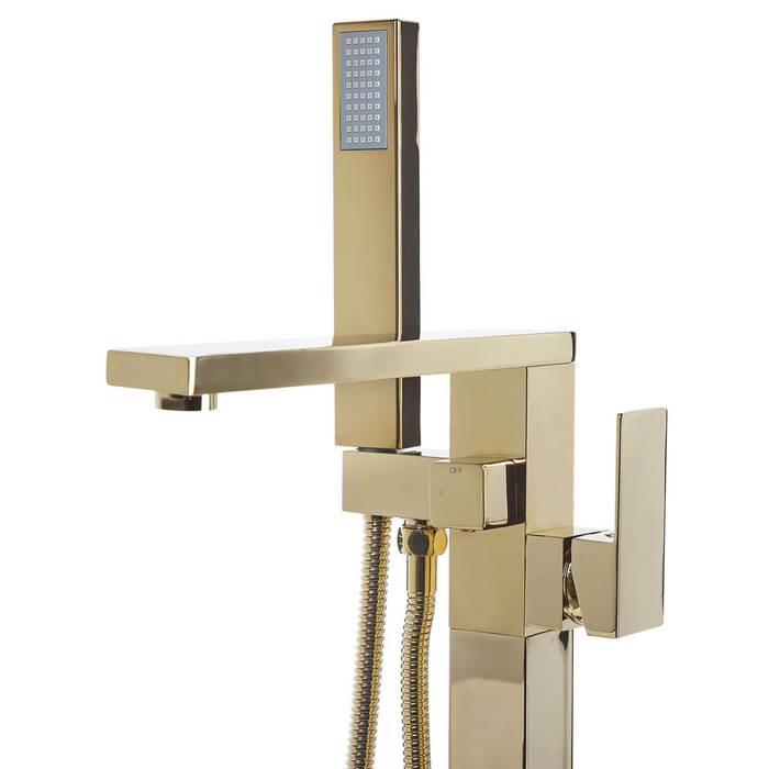 Miscelatore vasca freestanding Rubinetto doccia dorato Kit montaggio a pavimento